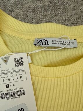 Zara Pale Yellow Ribbed Tank Top